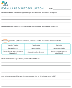 Image du formulaire d'autoévaluation