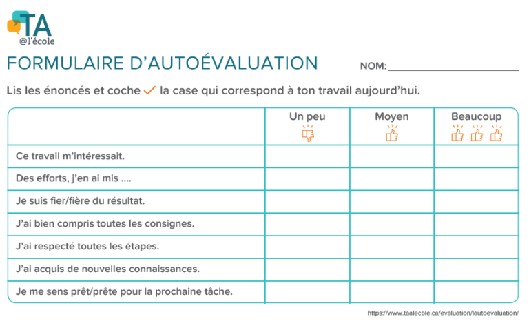 Image du formulaire d'autoévaluation