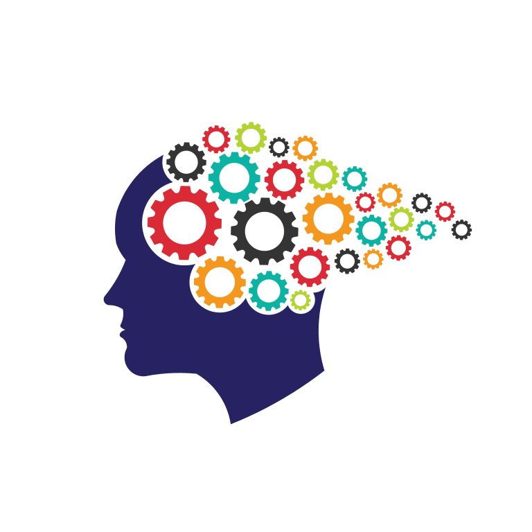 La memoire de travail représentée par des roues dentées sur une tête.