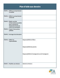 Plan d'aide aux devoirs