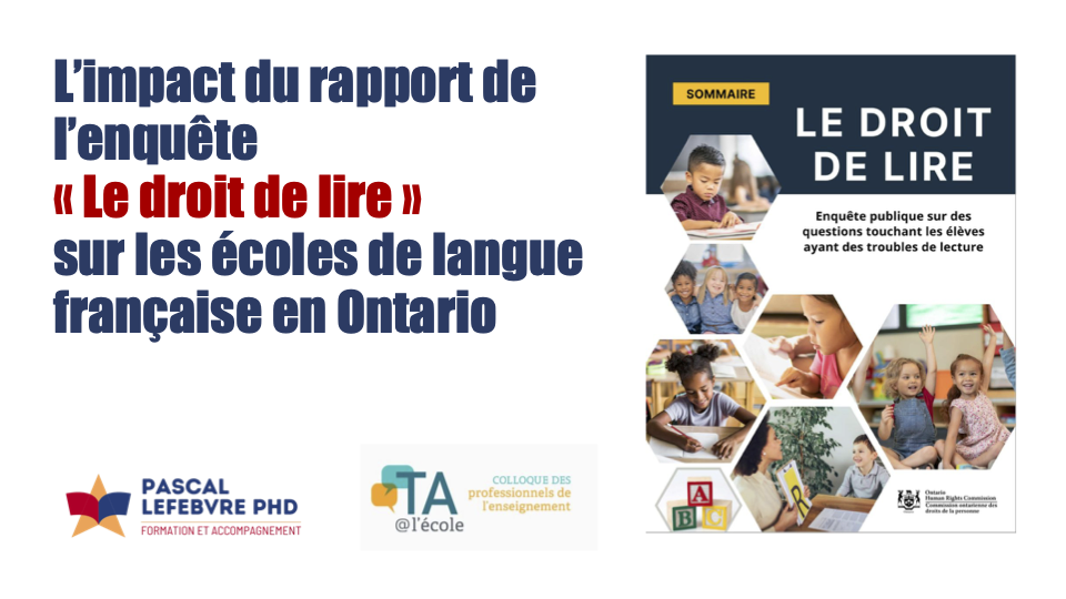 Webinaire adapté – L’impact du rapport de l’enquête Le droit de lire sur les écoles de langue française en Ontario
