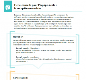 Aperçu du document Fiche-conseils pour l’équipe-école : la compétence sociale